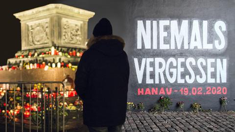Ein Grafitti erinnert an die Anschläge von Hanau. 