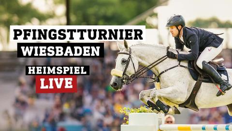 Der deutsche Springreiter Maximilian Weishaupt gewinnt das erste Springen der Großen Tour beim internationalen Reitturnier in Wiesbaden, 2023.