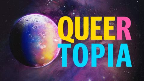 Planet im Weltraum Text: Queertopia