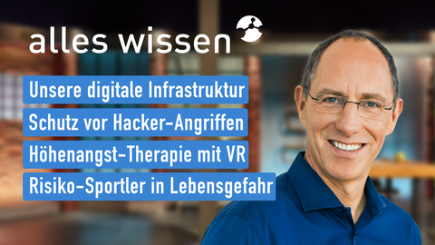 Themen sind u.a.: Unsere digitale Infrastruktur, Schutz vor Hacker-Angriffen, Höhenangst-Therapie mit VR, Risiko-Sportler in Lebensgefahr.