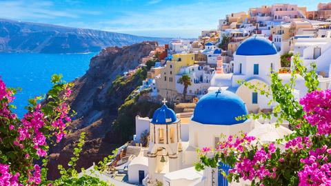 Blick auf die Insel Santorini