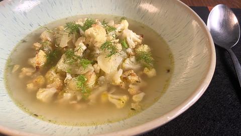 Geröstete Blumenkohl-Suppe mit Fenchel