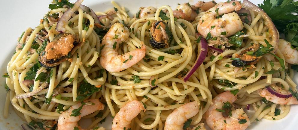 Rezept: Meeresfrüchte-Spaghetti-Salat | hr-fernsehen.de | Die Ratgeber