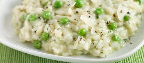 Erbsen-Risotto mit Mozarella. 