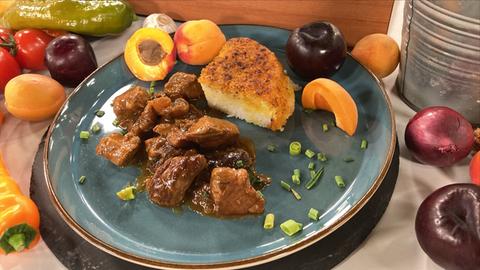 Geflügel-Aprikosen/Pflaumem Ragout mit Safran