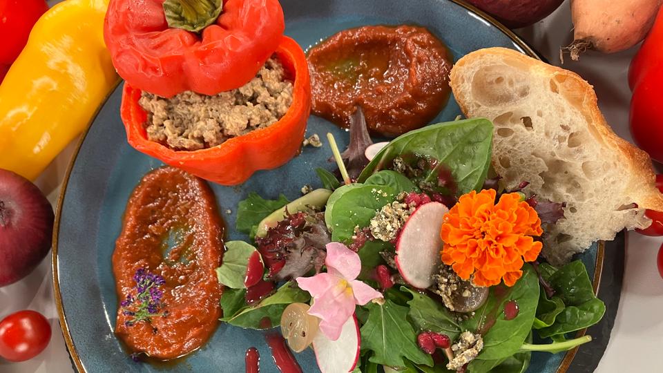 Rezept: Gefüllte Paprika mit Hackfleisch und Tomatensoße und ...