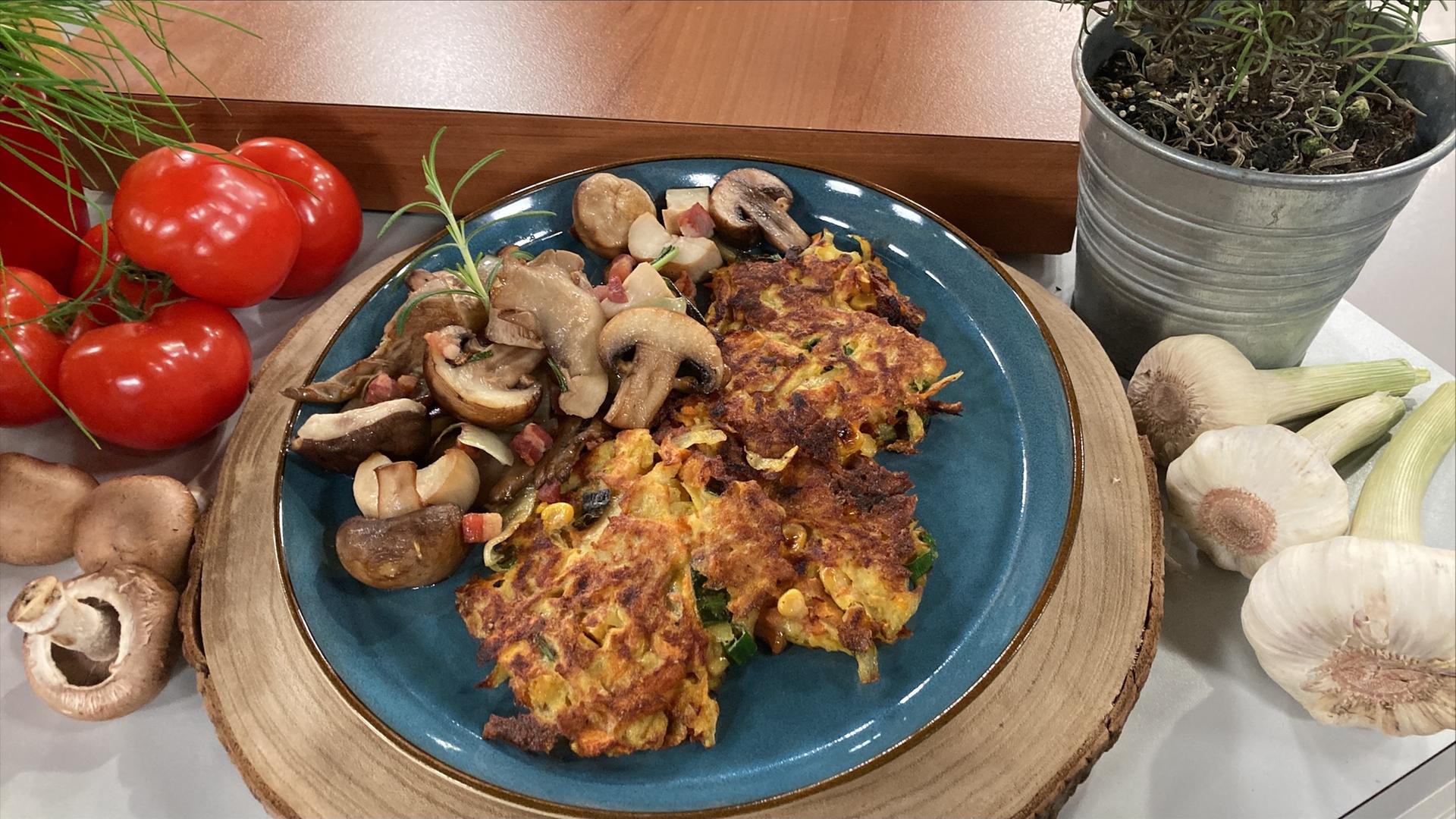 Rezept: Kartoffel-Gemüsepuffer mit frischen Pilzen | hr-fernsehen.de ...