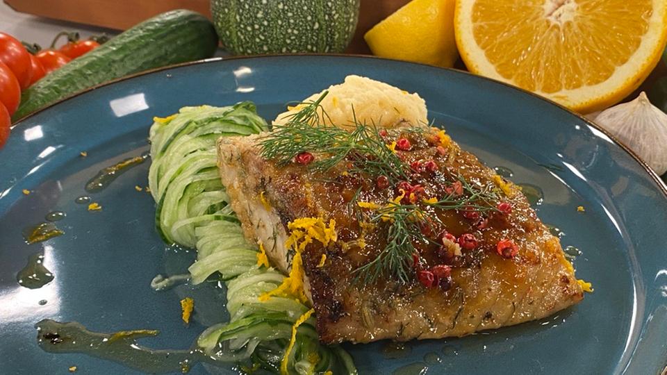 Rezept: Störfilet mit Orangenglasur, Gurken-Spaghetti und Zitronen ...