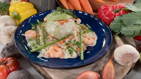 Gefüllte Kohlrabi mit Shrimps und Reis