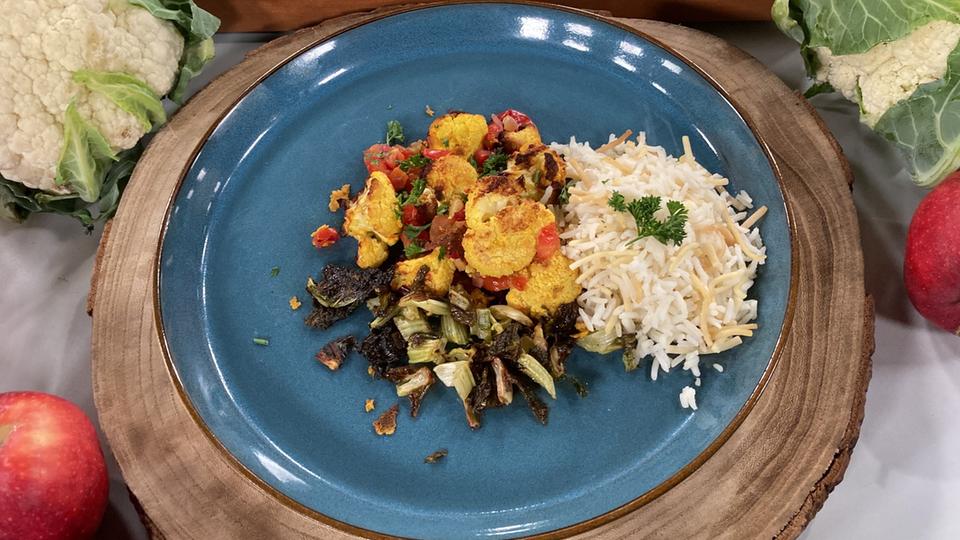 Rezept: Ofenblumenkohl mit Joghurtmarinade und Fadennudel-Reis | hr ...