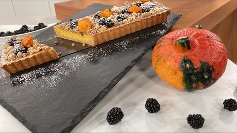 Pumpkin-Cheesecake (Kürbis-Käsekuchen) mit Brombeeren 