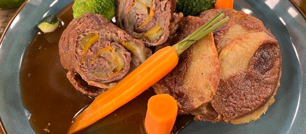 Rezept: Herbstliche Rinderroulade mit Steinpilz-Kartoffel-Gratin | hr ...