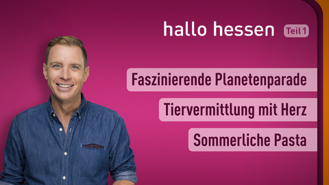 Moderator Jens Kölker sowie die Themen bei "hallo hessen" am 20.06.2022: Faszinierende Planetenparade, Sommerliche Pasta 