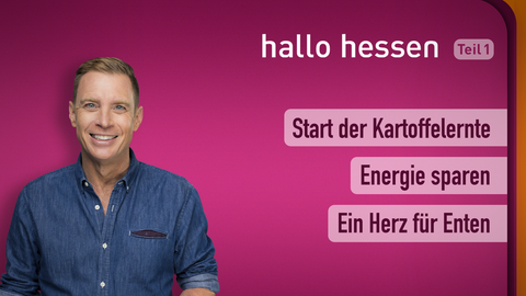 Moderator Jens Kölker sowie die Themen bei "hallo hessen" am 20.09.2022: Start der Kartoffelernte, Energie sparen, Ein Herz für Enten