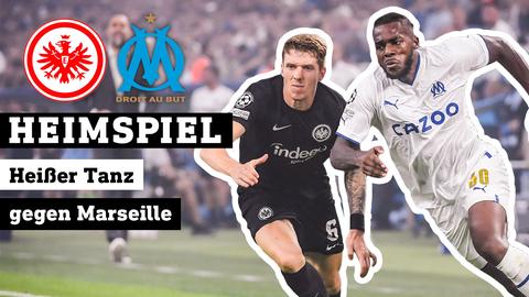 Eintracht-Spieler Kristijan Jakic (li.) im Laufduell mit Nuno Tavares von Olympique Marseille. 