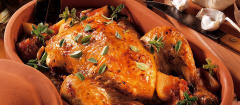 Hähnchen im Tontopf