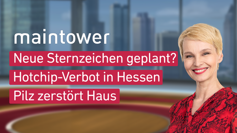 Susann Atwell sowie die Themen bei "maintower" vom 16.11.2023: Neue Sternzeichen geplant?, Hotchip-Verbot in Hessen, Pilz zerstört Haus