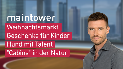Moderator Marvin Fischer sowie die Themen am 08.12.2023: Weihnachtsmarkt, Geschenke für bedürftige Kinder, Hund mit Talent, "Cabins" in der Natur