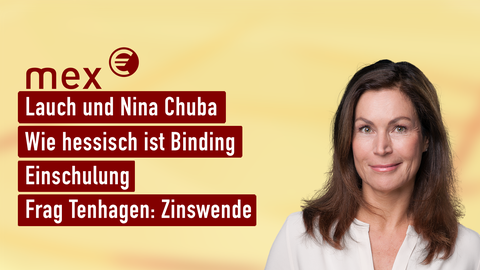 Moderatorin Claudia Schick sowie die Themen bei "mex. das marktmagazin" am 30.08.2023: Lauch und Nina Chuba, Wie hessisch ist Binding, Einschulung, Frag Tenhagen: Zinswende