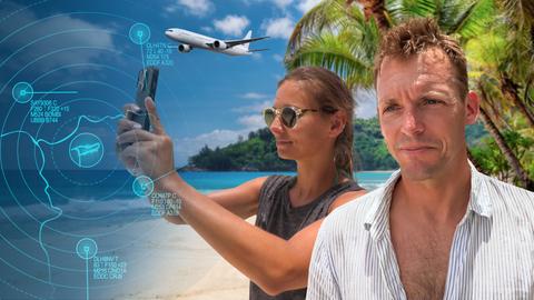 Pilotin Alina und ihre Crew machen Stop am Strand von Punta Cana (Collage).  