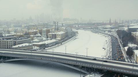 Blick auf das verschneite Moskau