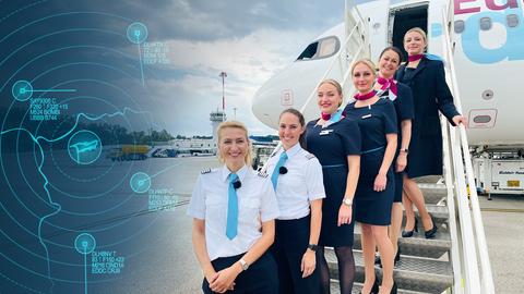 Die Crew von Korfu steht vor einem Airbus A320