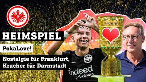 Links Eintracht-Spieler, rechts Fußball-Präsident von Darmstadt