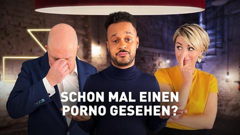 Jörg Thadeusz, Cossu und Sabine Heinrich im Vordergrund, Text: Schon mal einen Porno gesehen?