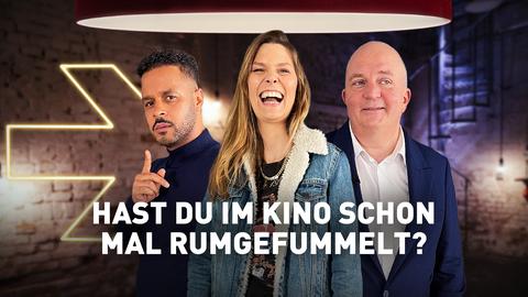 Promis der Folge: Cossu, Eva Briegel, Jörg Thadeusz. Frage: Hast du im Kino schon mal rumgefummelt?