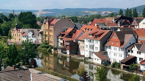 Eschwege: Blick auf Werrabrücke und "Brückenhausen".