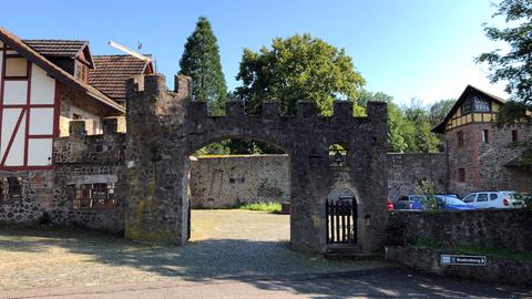 Blick auf die Badenburg in Gießen. 