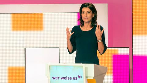 Petra Theisen im Studio von "Wer weiss es?"