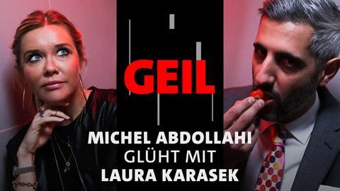 Michel Abdollahi und Laura Karasek auf der ARD Bühne der Frankfurter Buchmesse 2021. Text: Michel Abdollahi glüht mit Laura Karasek.