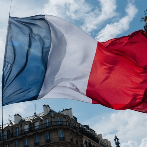 Frankreichflagge im Wind 