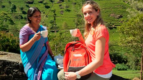 Das kühle Klima auf 1.800 Metern Höhe ist ideal für den Anbau von Tee und machte Sri Lanka zu einem der größten Tee-Exporteure der Welt. Tamina Kallert lässt sich zeigen, wie der berühmte Ceylon-Tee gepflückt, getrocknet und verarbeitet wird.