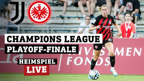 Eintracht Frankfurt Spielerin Laura Freigang mit Ball am Fuß in der Champions League Frauen (UWCL) Qualifikation.