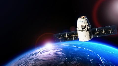 Weltraum mit Raumschiff von SpaceX